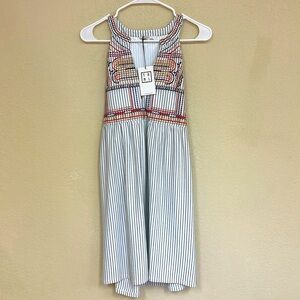 THML Striped Mini Dress with Embroidered Detail